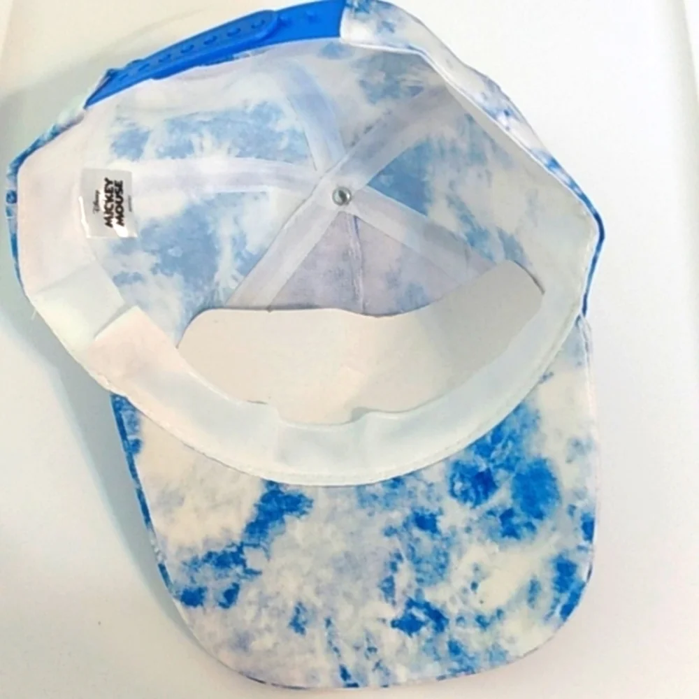 DISNEY'S MICKEY MOUSE DENIM BLUE WHITE TIE DYED SNAPBACK CAP SIZE OS NWT